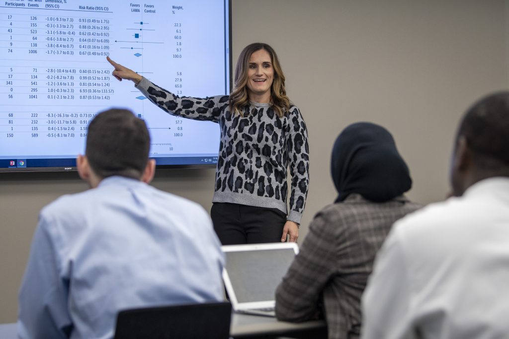 Pharmacy Instructor leading class of students