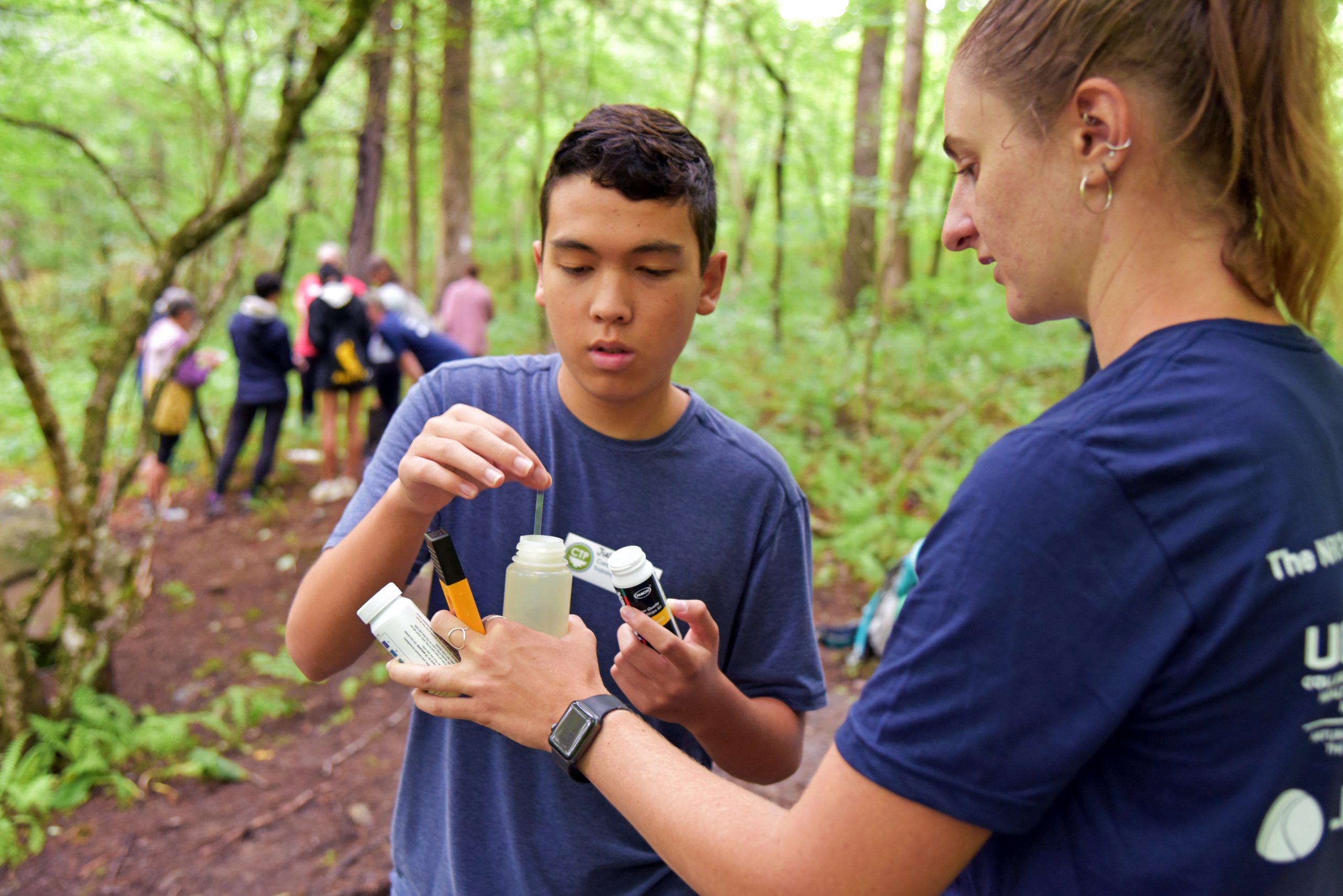 The Natural Resources Conservation Academy (NRCA) holds a workshop for its Conservation Training Partnership (CTP) program at Lion’s Memorial Park in Mansfield, CT. The CTP is a two-day workshop for high school students and adult volunteers that introduces mapping tools and technology that can be used to address current environmental issues