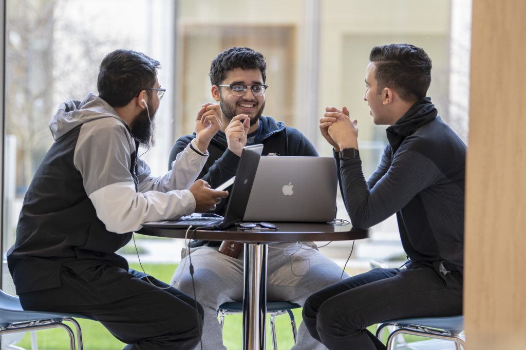 Students at Uconn Hartford on April 17, 2019. (Sean Flynn/UConn Photo)
