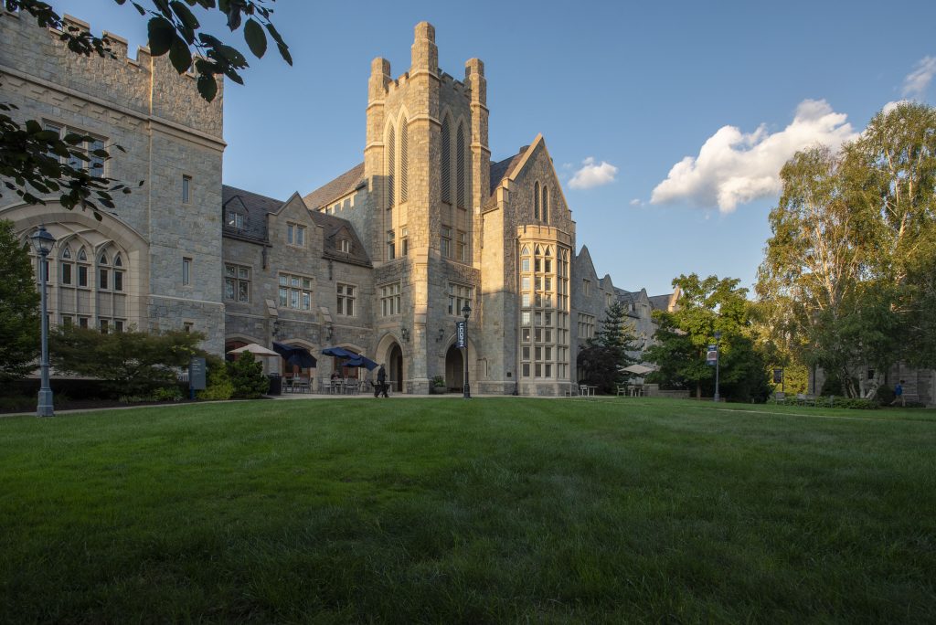 Exterior views of the UConn School of Law on Aug. 27, 2024. (Sean Flynn/UConn Photo)