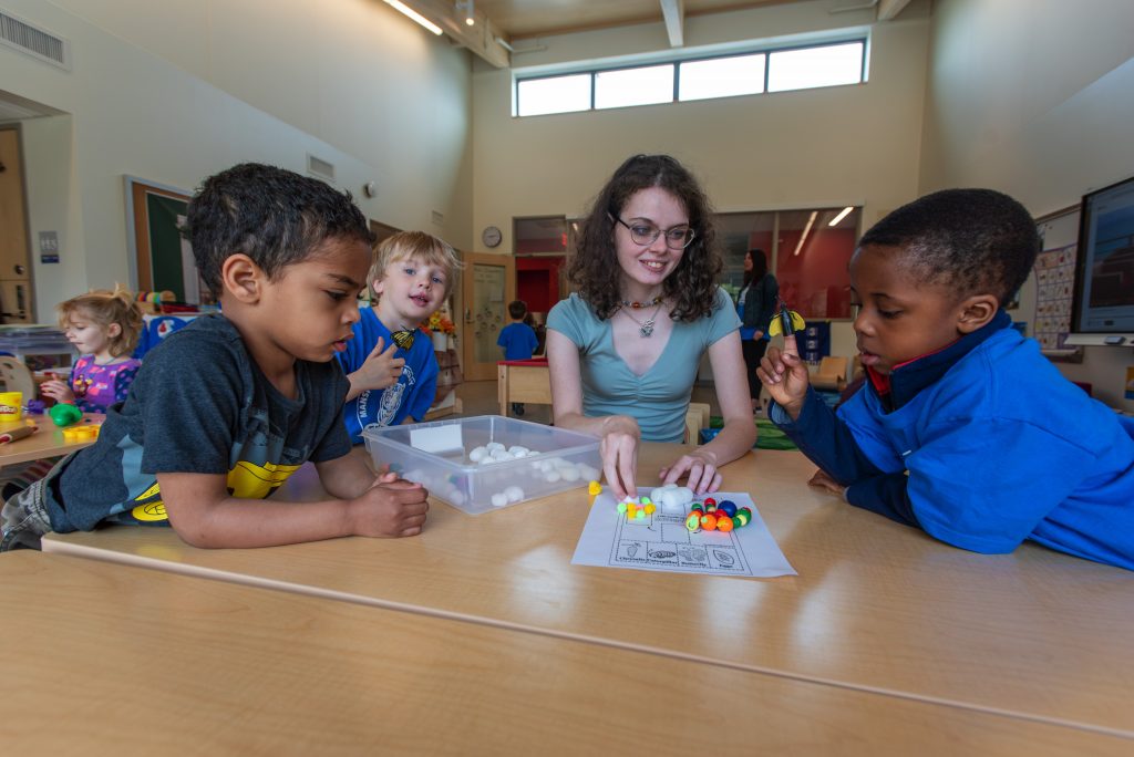 NEAG School of Education student’s at Mansfield Elementary School doing their student teaching on April 28, 2023. (Sean Flynn/UConn Photo)