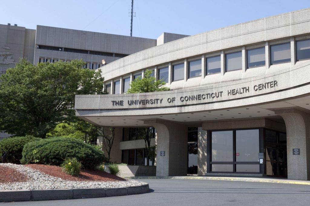 UConn Health Center building, main entrance