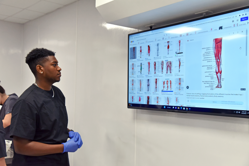 PT Lab looking at result on screen