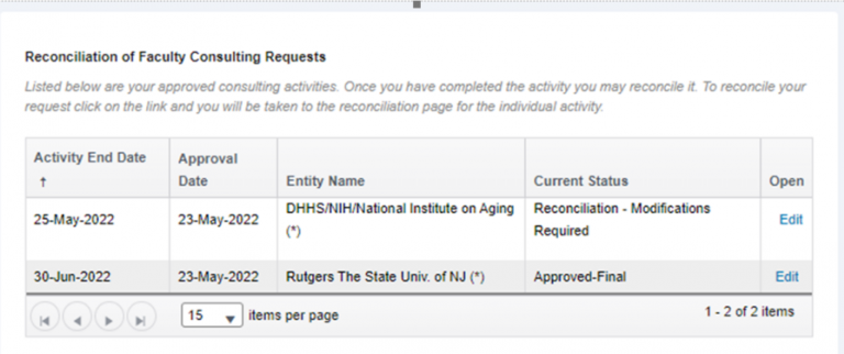 reconciliation widget screenshot
